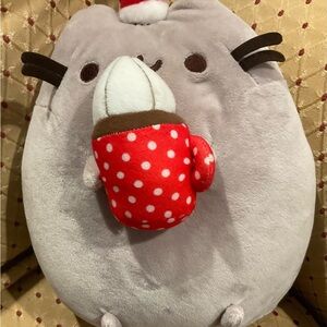 Pusheen Holiday Plush Cat with Red Polka Dot Mug